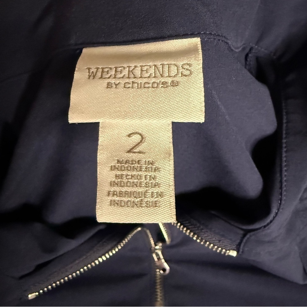 Weekends by Chico’s 1/4 Zip Jacket Sporty Pullover Navy Women’s 12 (Chico’s 2) - Picture 12 of 14